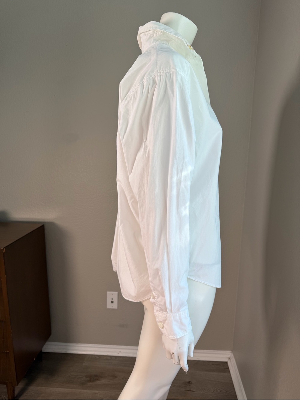 Jantzen Vintage Cotton Button Up Blouse White Floral Embroidered Collar Size Med - Picture 5 of 9